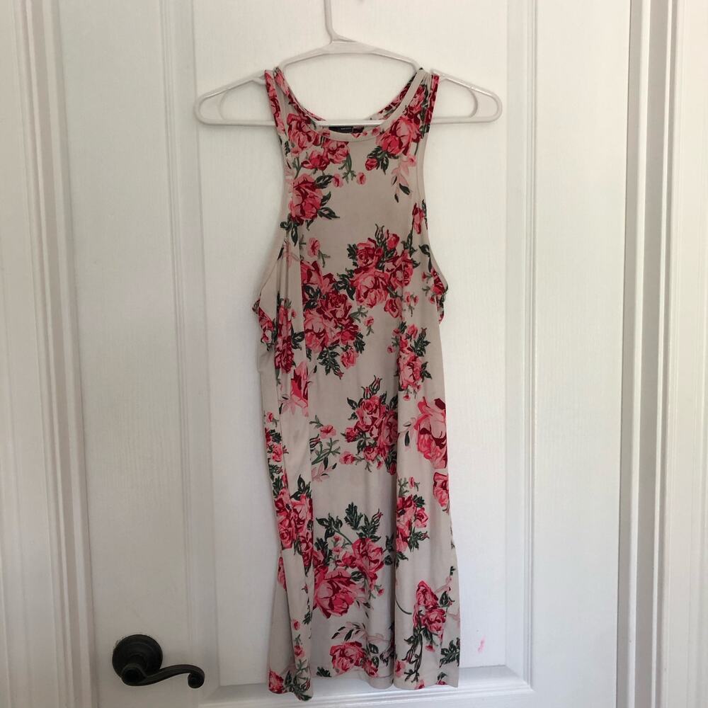Love Women's Shift Dress Sleeveless Round Neck Pullover Floral Pink Size‎ Large